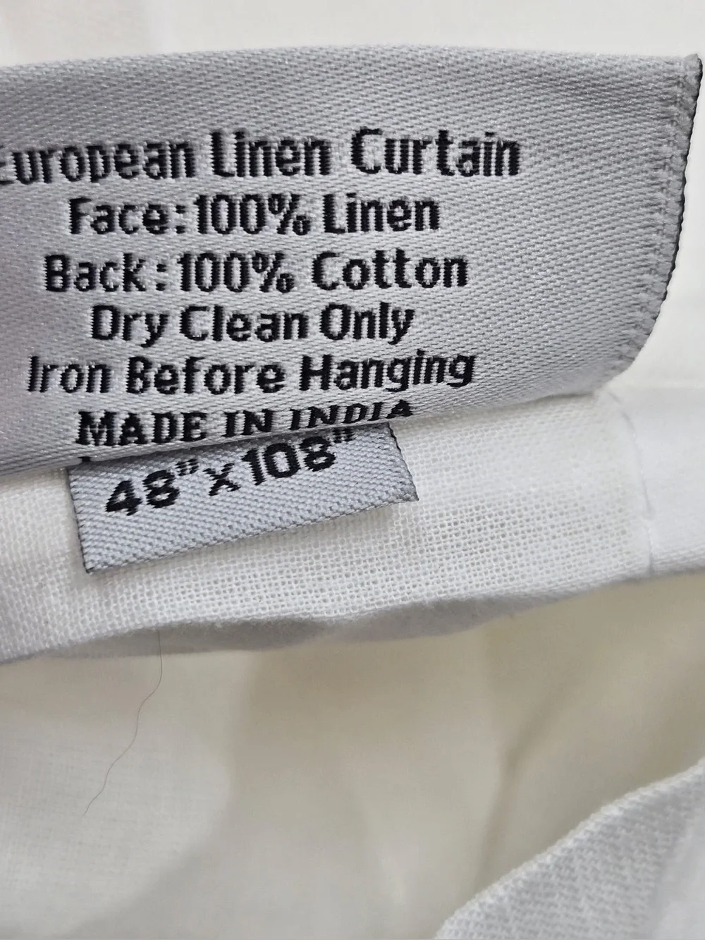 QUINCE Set Of 2 48x108 European Linen Curtains White 0351